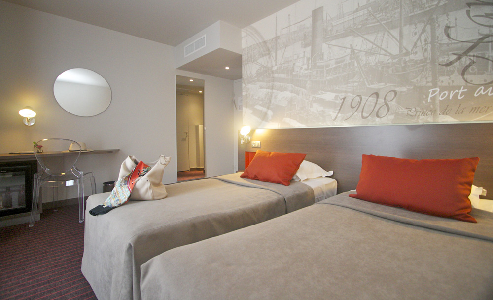 Hôtel amiral nantes, room, twin bed