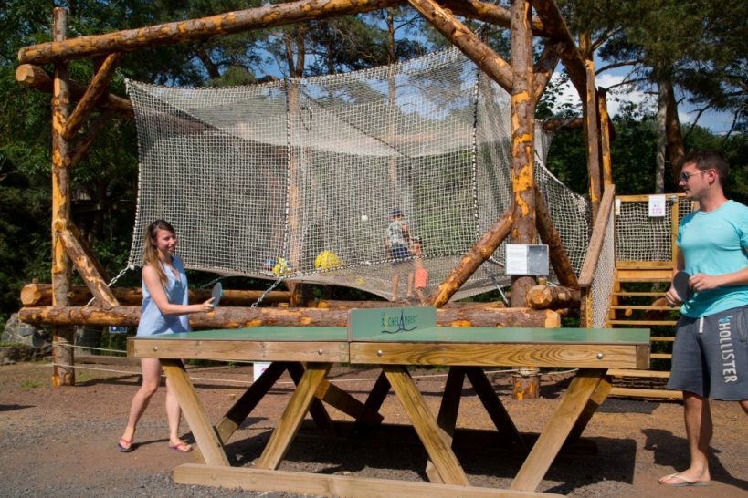Local wooden playground at Campsite de La Rochelambert